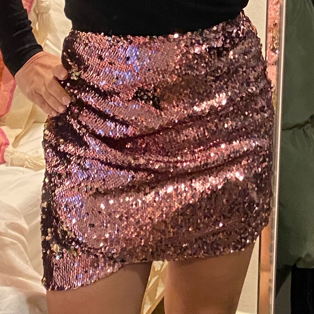 Topshop pink sequin mini skirt, 2